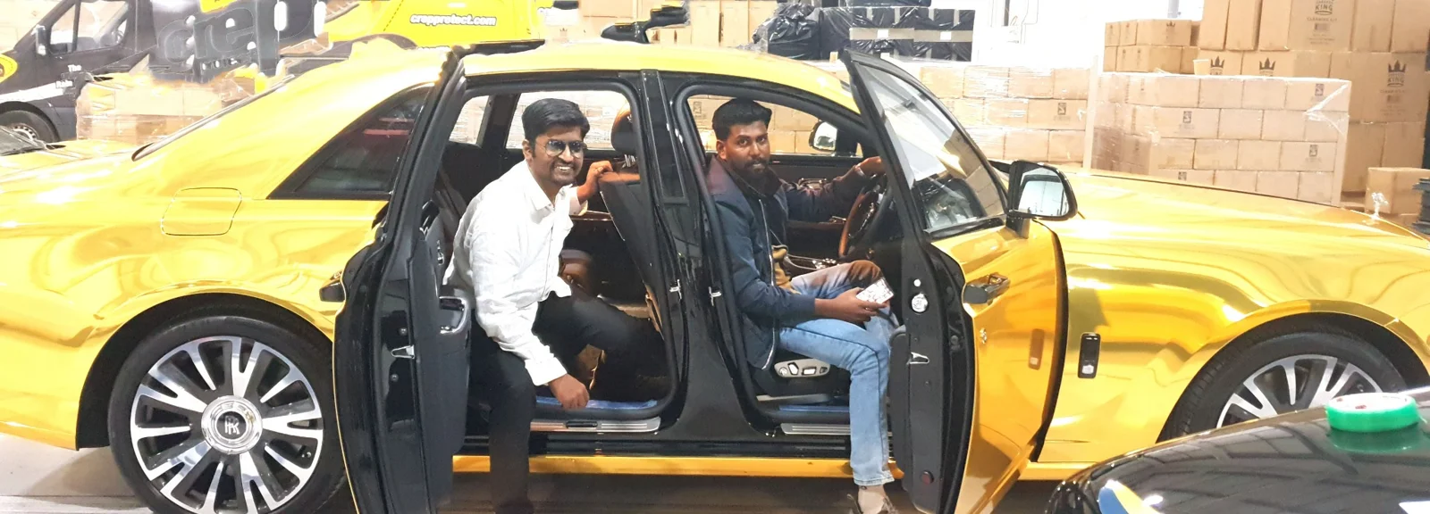 Project photograph with a gold Miwhip vehicle during the London engagement