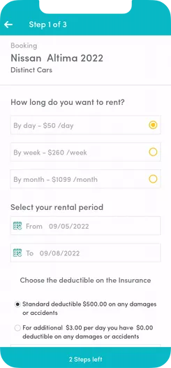 RideShare Rental Car Renting App